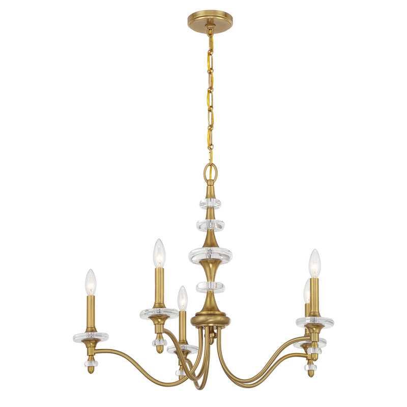  Champlain 5-Light Chandelier in Warm Brass, 5 Lights, 23.5" H x 28" W x 28" D
