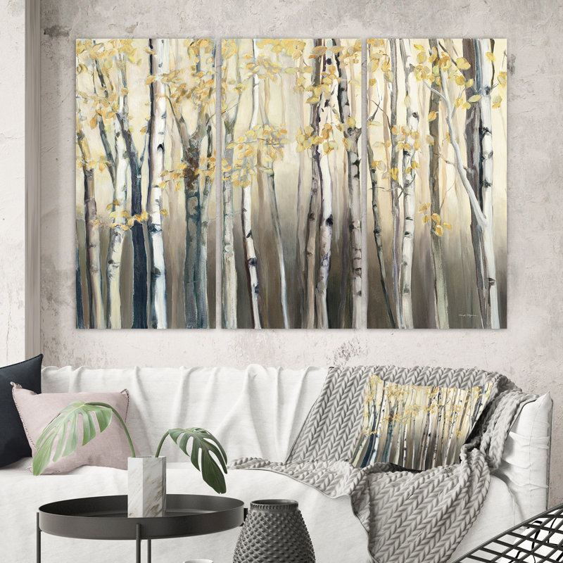 «Porch & Den Golden Birch Forest I», art mural sur toile, H 40 po x l 60 po, Toile tendue, Sans cadre