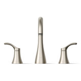 Simplice Widespread Bathroom Sink Faucet, Three-Hole Bathroom Faucet with Clicker Drain, 0.5 GPM