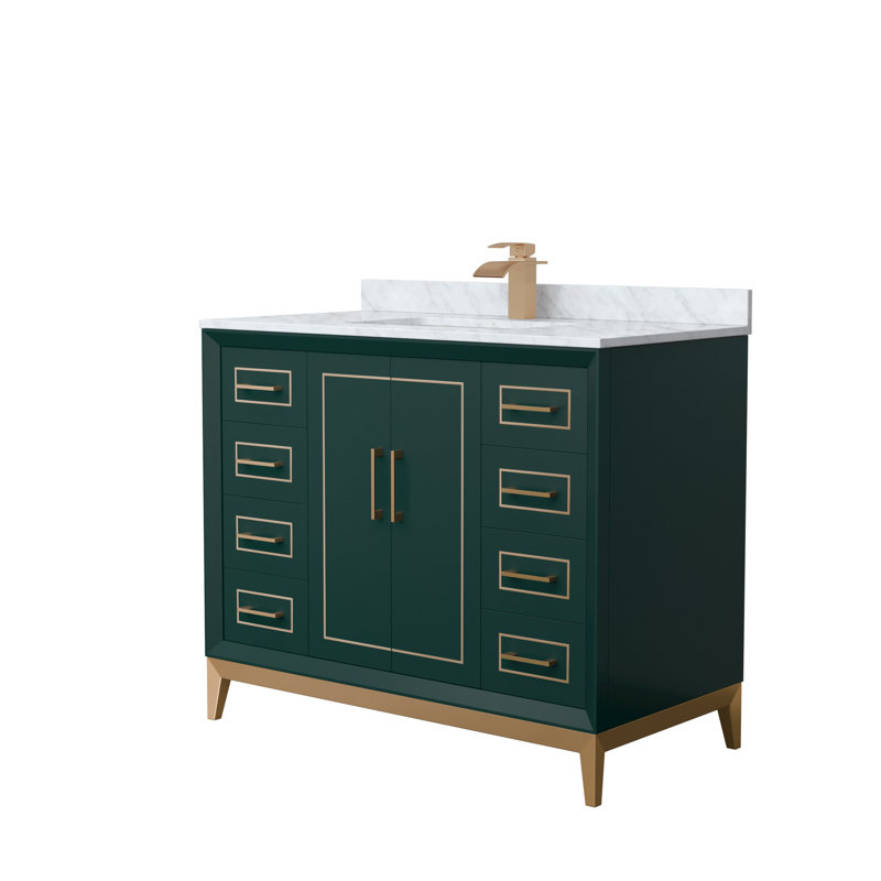 Ensemble de meuble-lavabo simple 42 po Marlena, Vert, Brun