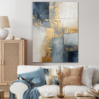 Bleu et or minimaliste scandinave - art mural scandinave encadré