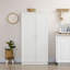Le garde-manger à 2 portes, 14 tablettes réglables, blanc, ajoute de la fonctionnalité à l'armoire de salon et de salle à manger avec 2 portes, offre un rangement supplémentaire pour