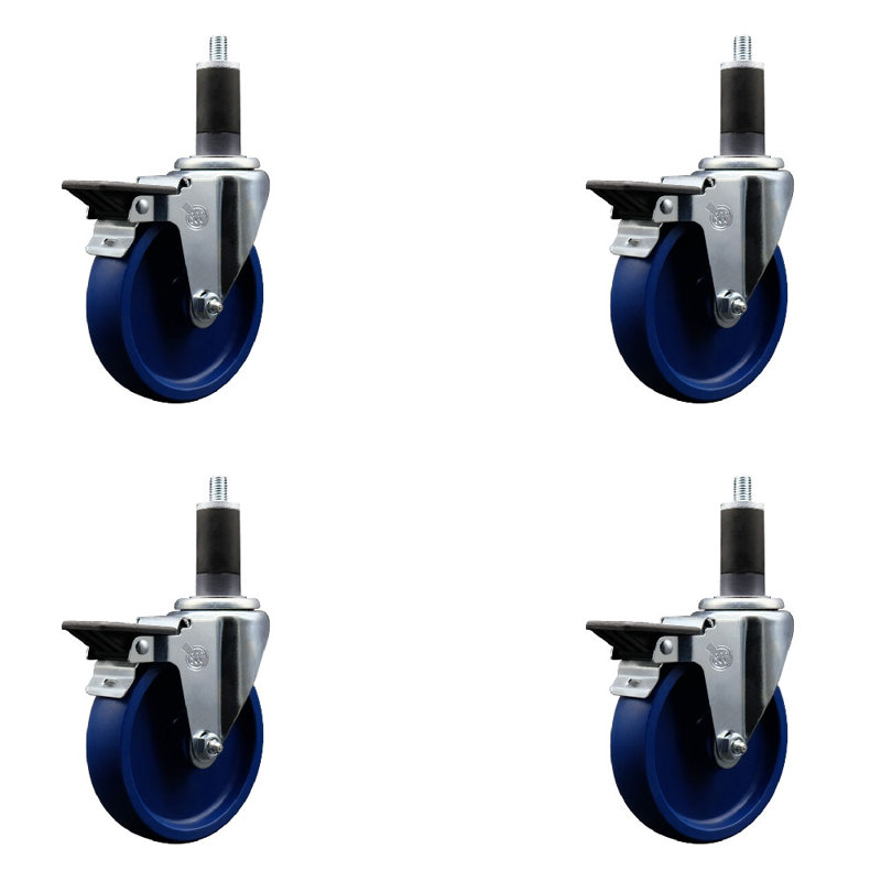 Ensemble de roulettes extensibles en poly de 1 1/4 po avec frein SCC