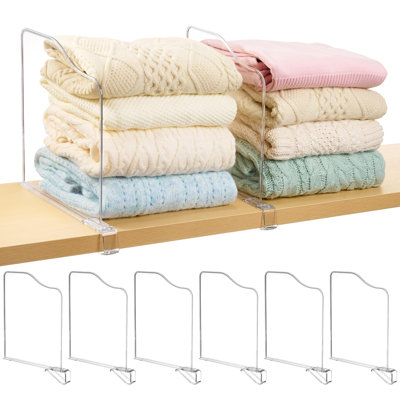 8 Pack 12In Height Shelf Dividers For Closet Organization, Clear Plastic Closet Shelf Dividers Of Upgrade Height For Maximizing Vertical Space Storage, Organizing Sweater, Jeans, Shirts, Bags