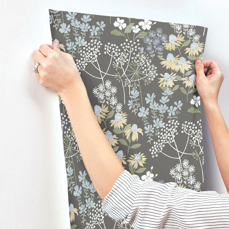 Floral Wallpaper Double Roll, Gray