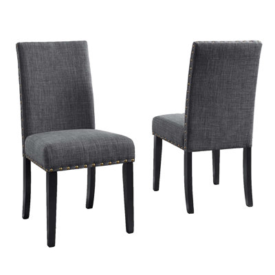 Biony Fabric Dining Chairs With Nailhead Trim, Set Of 2, Stylish And Durable For Modern Dining Rooms