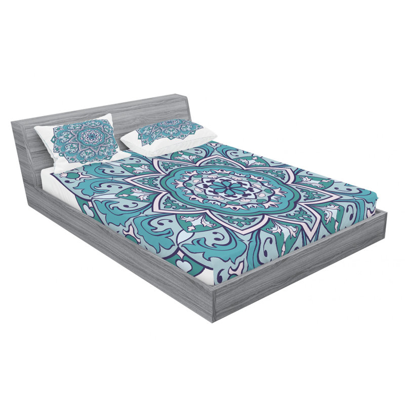 Mandala Microfiber Fitted Sheet, Full Sheet Set with Fitted Sheet, Mandala 2