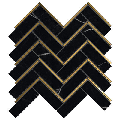 Carreau de mosaïque murale à chevrons en marbre naturel 1 po x 3 po Supreme
