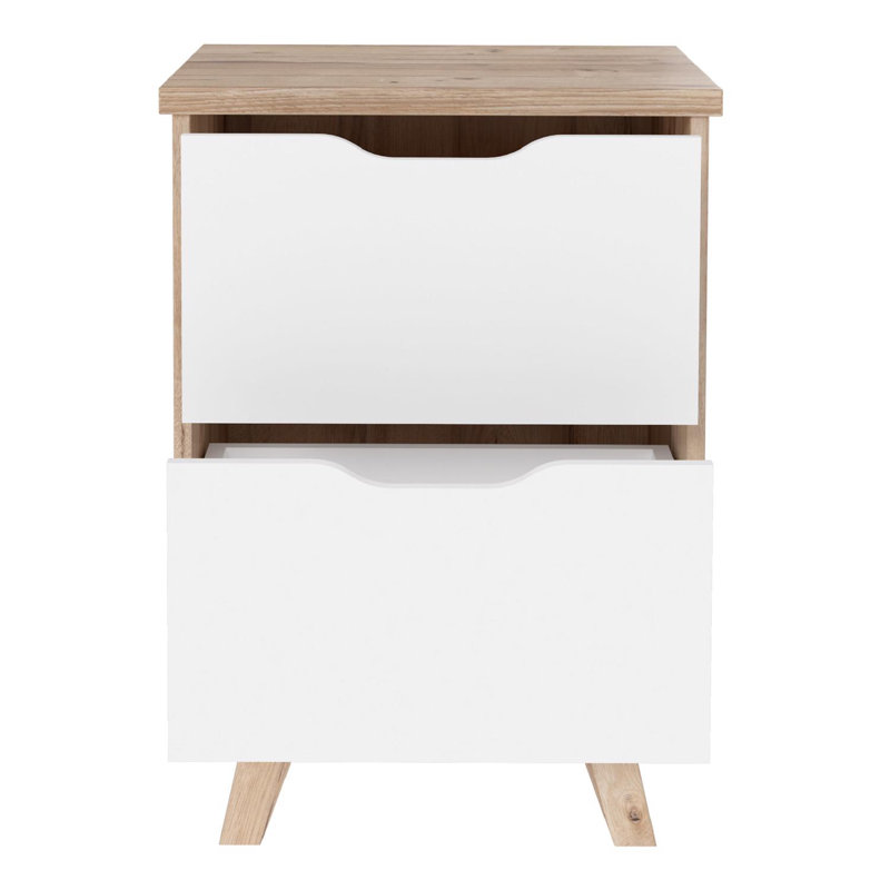 Lorreta 2 Drawer Bedside Table, White