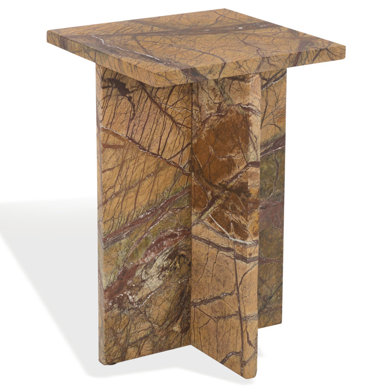 Adriano 12" Marble Accent Tabl, Brown/Beige