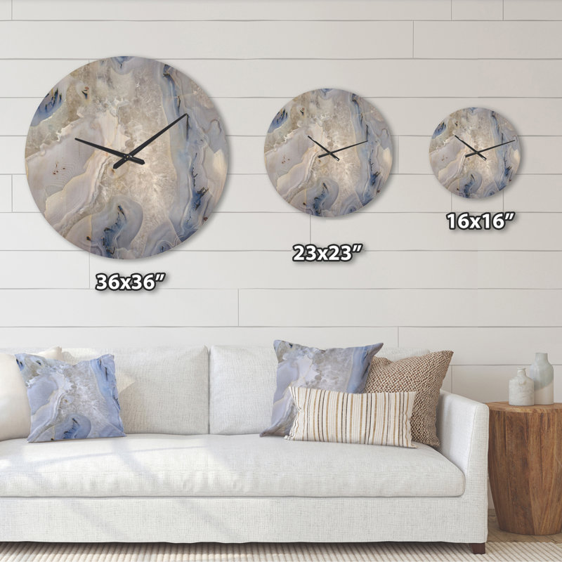 Agate fond de pierre - horloge murale abstraite en bois, Surdimensionné
