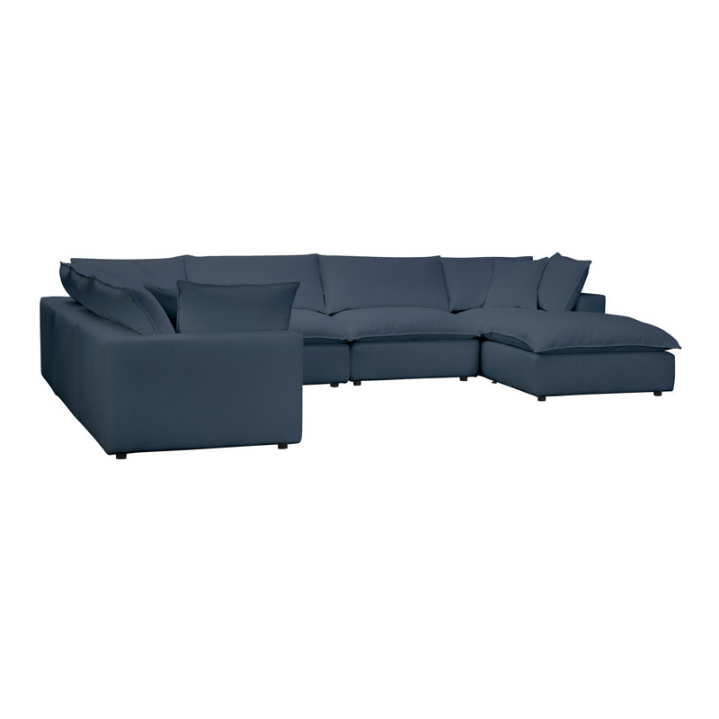 Ellaria Upholstered U-Shaped Sectional Reversible, Navy Livesmart®