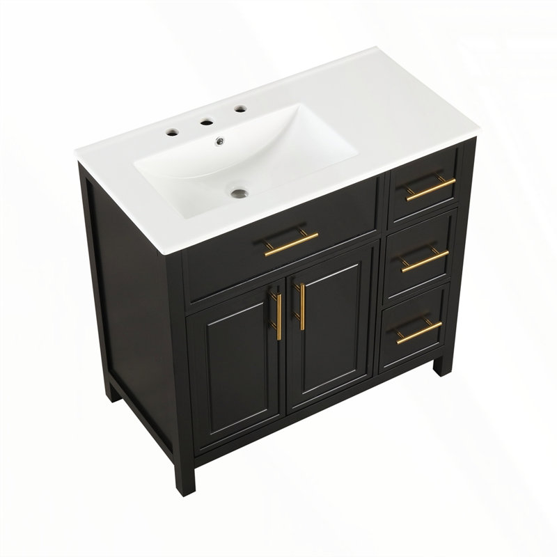 Meuble-lavabo 36 po avec comptoir d'évier, Noir