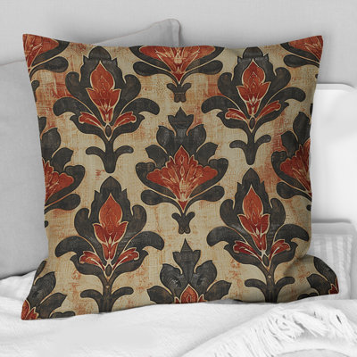 Coussin décoratif brun et gris damassé Glamour II