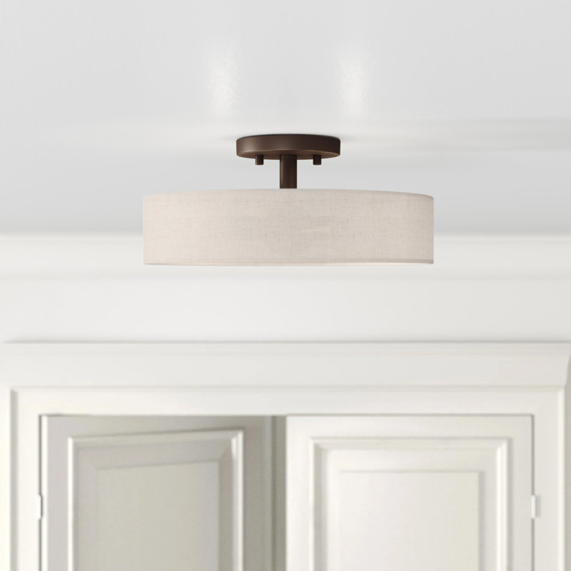 Ashtun Fabric Semi Flush Mount, Antique Brass