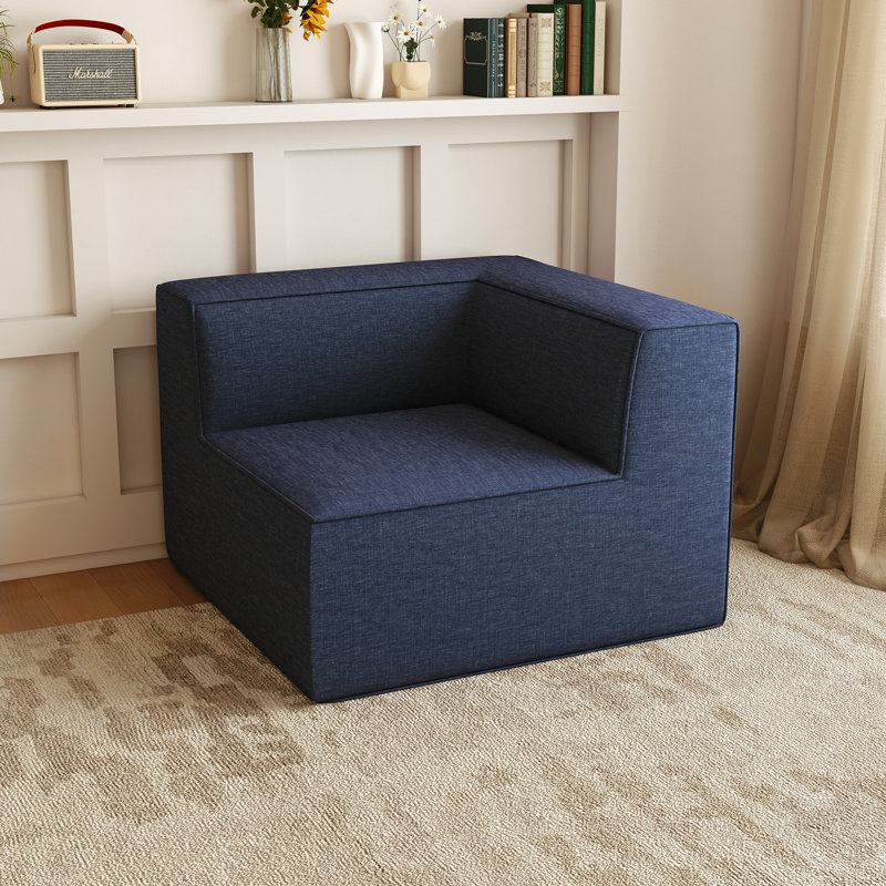 Fauteuil d'angle Comfy Cloud 38 po, aucun assemblage requis, Polyester bleu