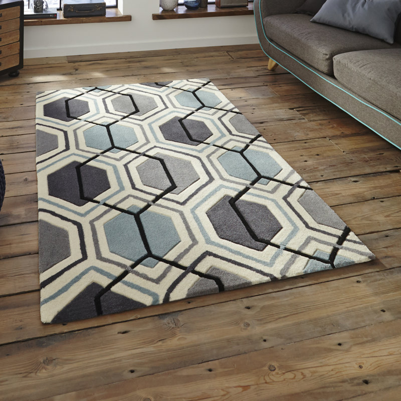 Altigarron area rug Hand Tufted Rectangle Grey/Blue, Rectangle 120 x 175cm