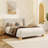 Velvet Bed with Round Wooden Legs-376806533-376806535