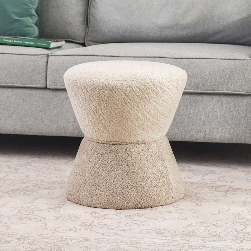 Miana 17.72" H Hourglass Upholstered Ottoman, Camel Polyester