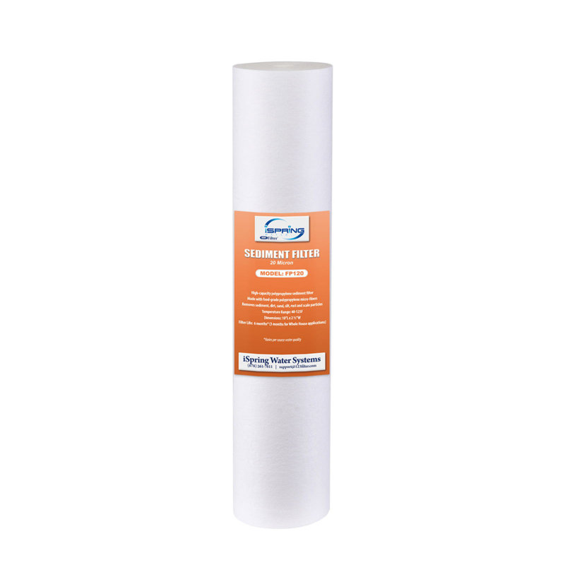 iSpring FP120 NSF/ANSI 58 Certified 20 micron 10"x2.5" Standard Sediment Filter Cartridges, 15,000-Gallon, Multi-layer