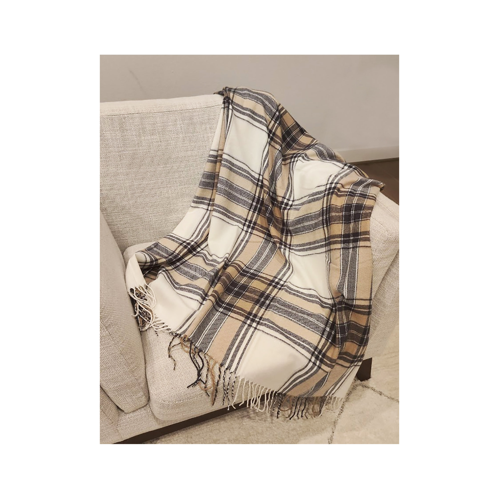 Sevan Collection Hand Woven Throw Blanket, Brown