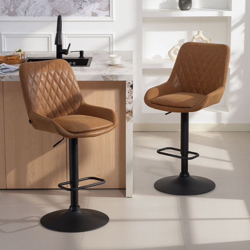 Upholstered Adjustable Height Counter Stool, Grey