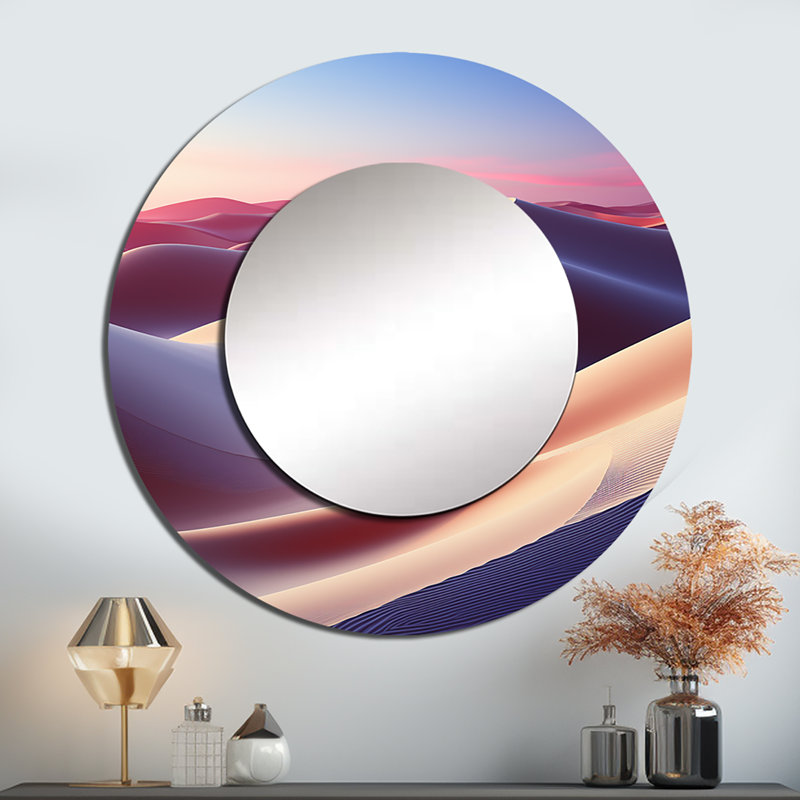 Shanne Desert Dreams Minimalisme Embrace V - miroir mural unique minimaliste, miroir rond mauve, impression sur métal