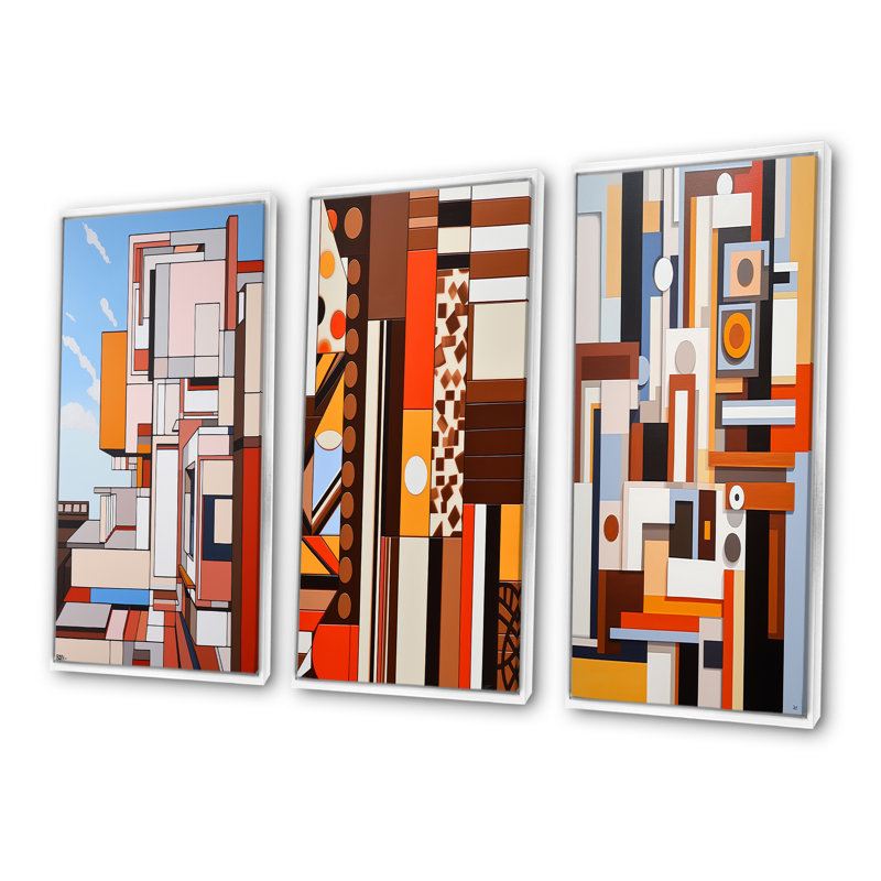Cocoa Charm De Stijl paysage, H 40 po x l 60 po, Cadre flottant blanc