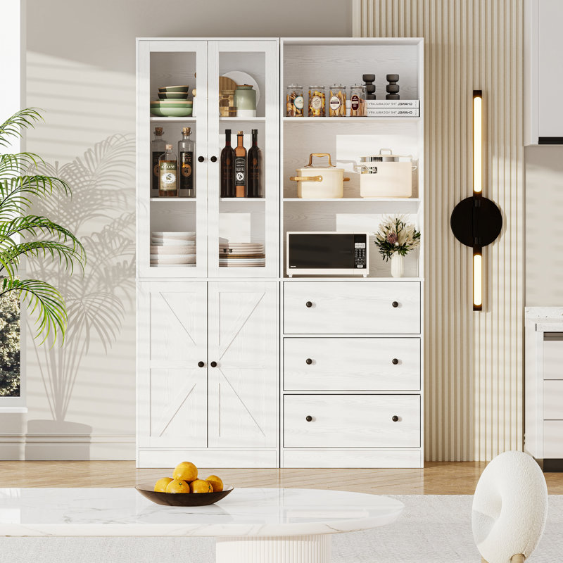 Ensemble d'armoires de rangement 70 po H 70,9 po, Blanc