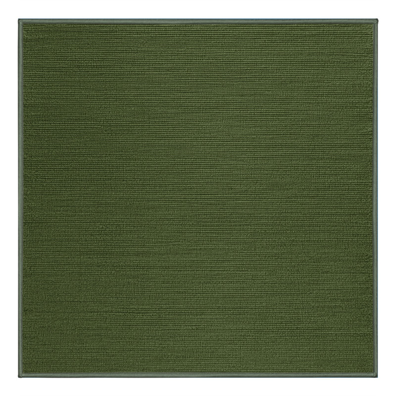 Machine Washable Solid Green Area Rug, Square 7'