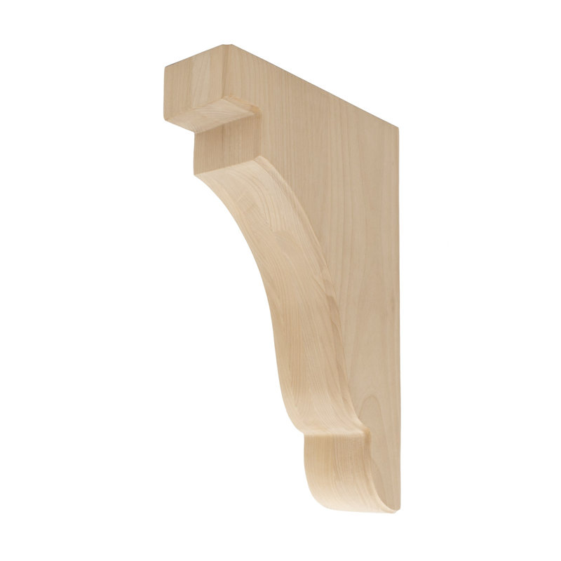 14" Unfinished Alder Traditional Plain Wood Corbel