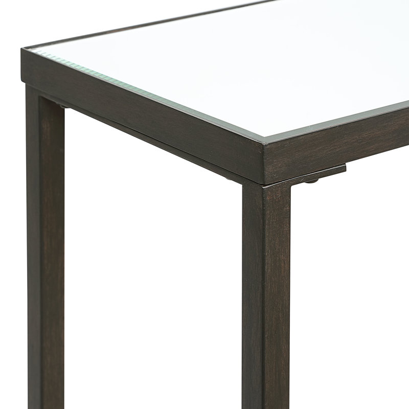 Console avec plateau en verre réfléchissant de 60 po Imes, Noir