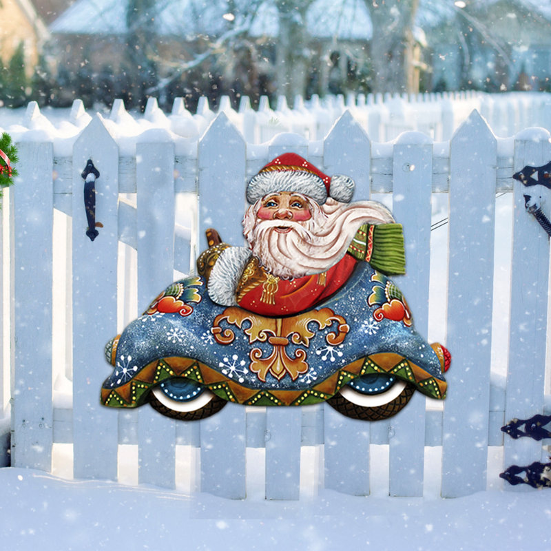 Figurine surdimensionnée père noël en voiture