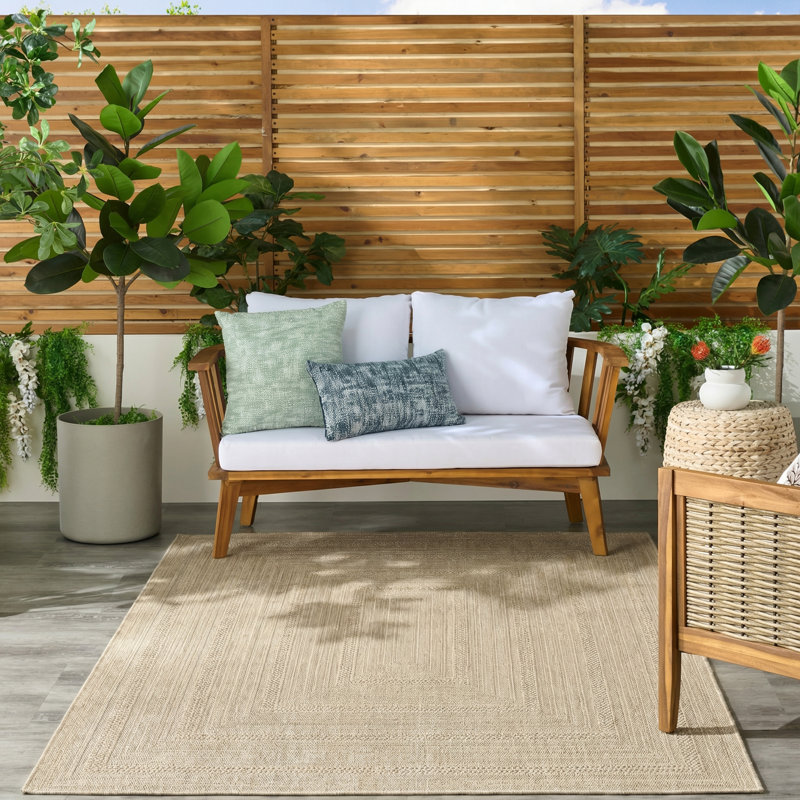 Cascio Geometric Indoor/Outdoor Area Rug, Rectangle 5'3" x 7', Taupe Gray
