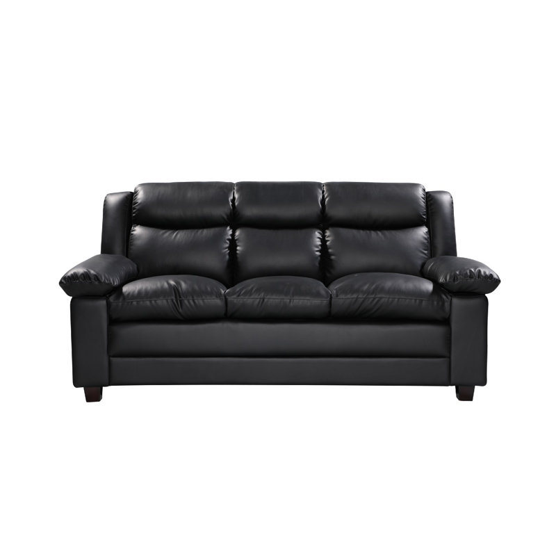 3 Seater Faux Leather Sofa, Black