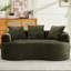 Canapé incurvé en chenille avec 3 coussins, couleur olive, assise profonde idéale pour appartement, mousse à mémoire de forme, sans assemblage, sans animaux, supporte jusqu'à 136 kg, faible capacité de soutien, peu encombrant