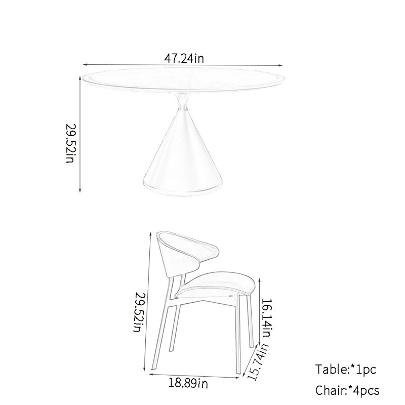 Ensemble de table à manger rétro Retro, H 29,52 po x L 47,24 po x l 47,24 po