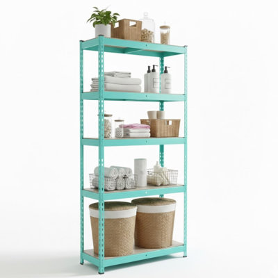 Ar Decó Turquoise Bookcase 36-In W X 12-In D X 72-In H Color + Oak Mdf 5-Tier 200Lbs