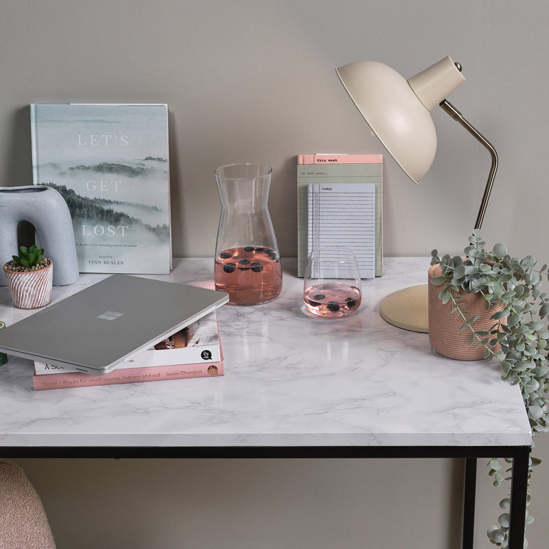 Kalyssa Metal Base Writing Desk, Black, White