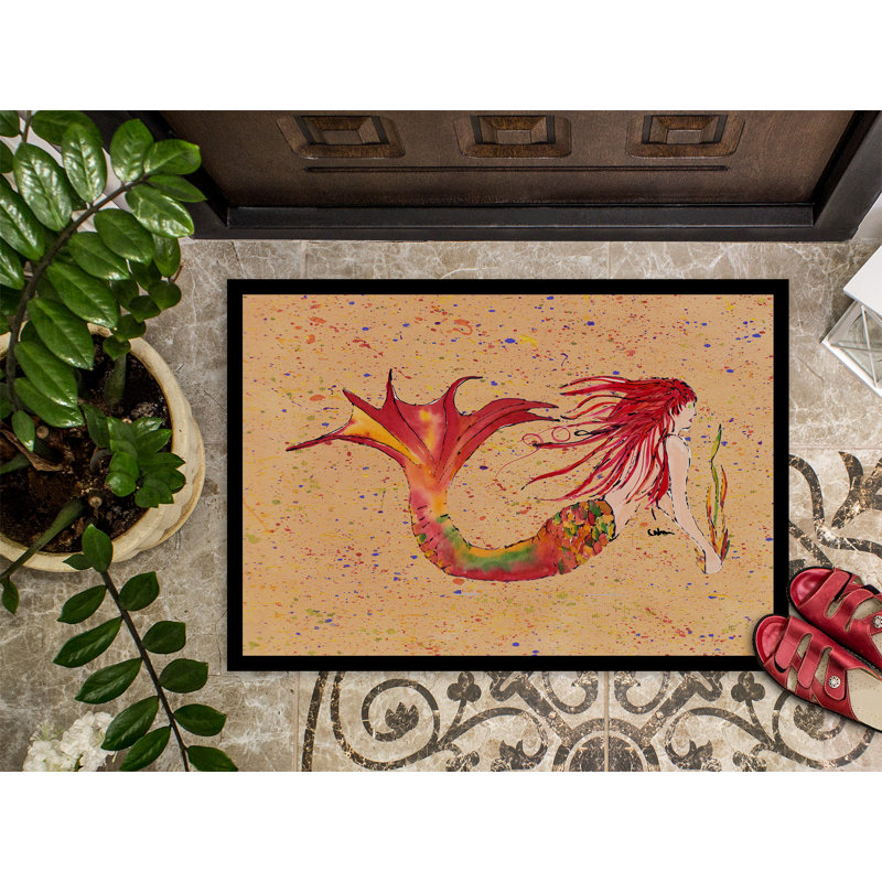 Paillasson d’intérieur antidérapant Gabriele Mermaid, Rectangle 1 pi 6 po x 2 pi 3 po