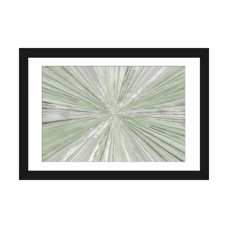 Lumière chatoyante I, H 16 po x l 24 po, Papier noir avec cadre d'angle ouvert, Vert