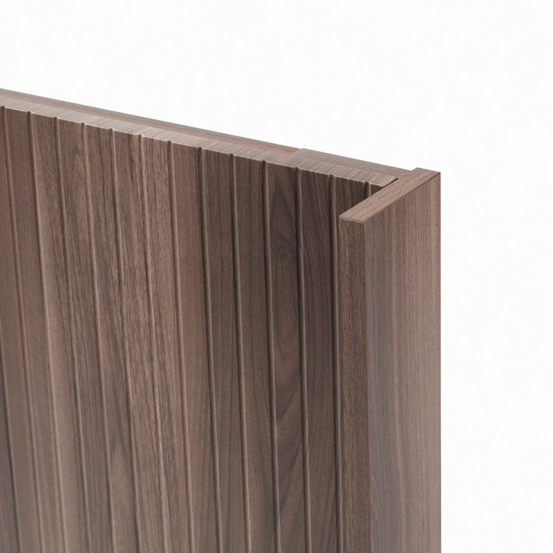 Tête de lit moderne de style ferme en bois, 204 cm de large, fixée au mur, panneau cannelé, dossier à oreilles