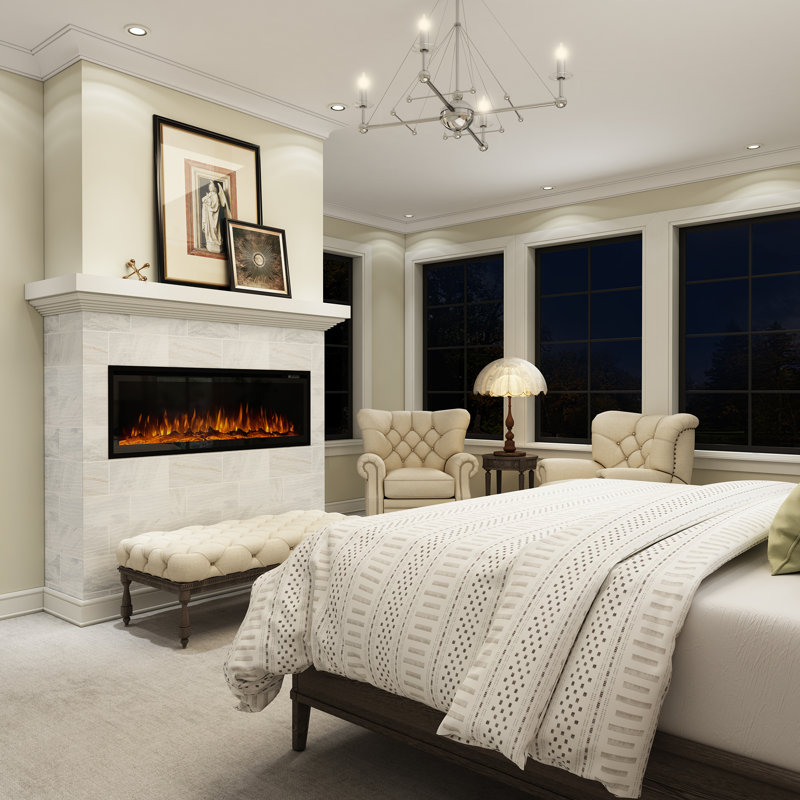 Ressington Recessed Wall-mounted Freestanding Electric Fireplace, 17.72" H x 50" W x 5.5" D