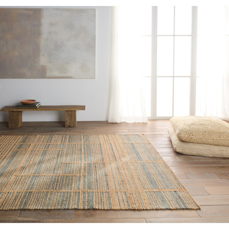 Zoya Striped Area Rug in Brown/Blue, Rectangle 2' x 3'