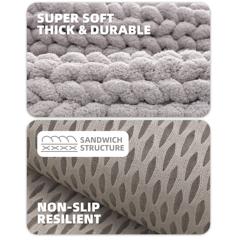 Droitwich Chenille Bath Rug, Dark Gray, Single - 24" W x 36" L