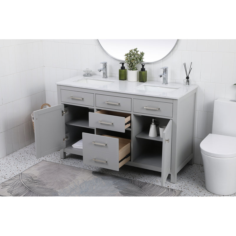 Meuble-lavabo double 54 po Lewis, Gris