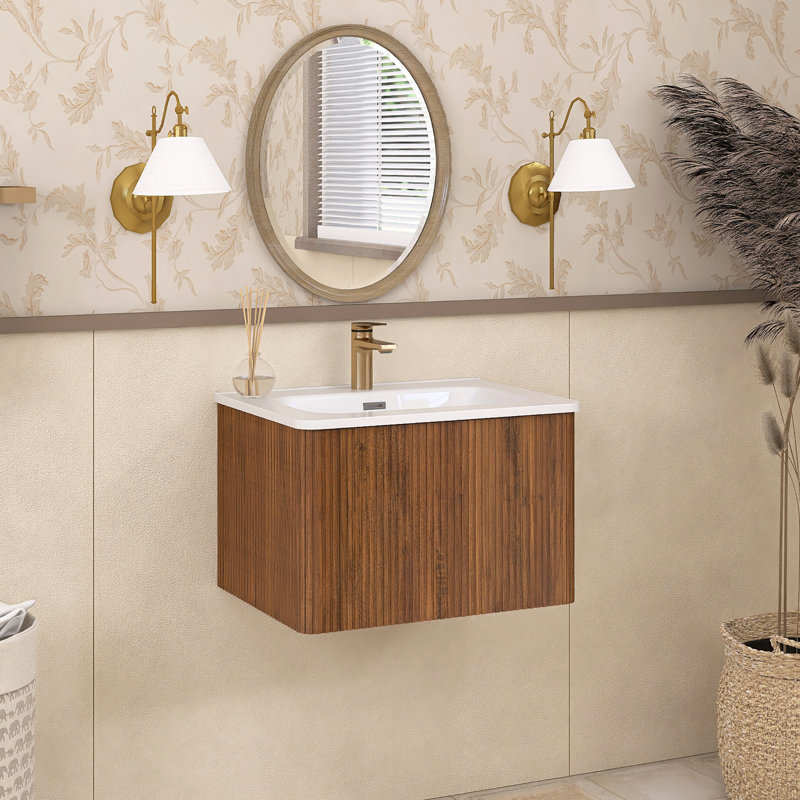 Meuble-lavabo simple 24 po avec plateau en céramique Kayline
