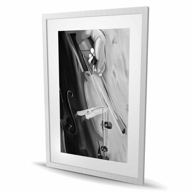 Musicien avec des couleurs de violoncelle - imprimé noir et blanc
