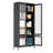 4 Glass Doors Metal Cabinet With 5 Shelves For Pantry, Living Room, Bedroom - Black Steel Storage Tempered Freestanding And In Home Office, Pantry
