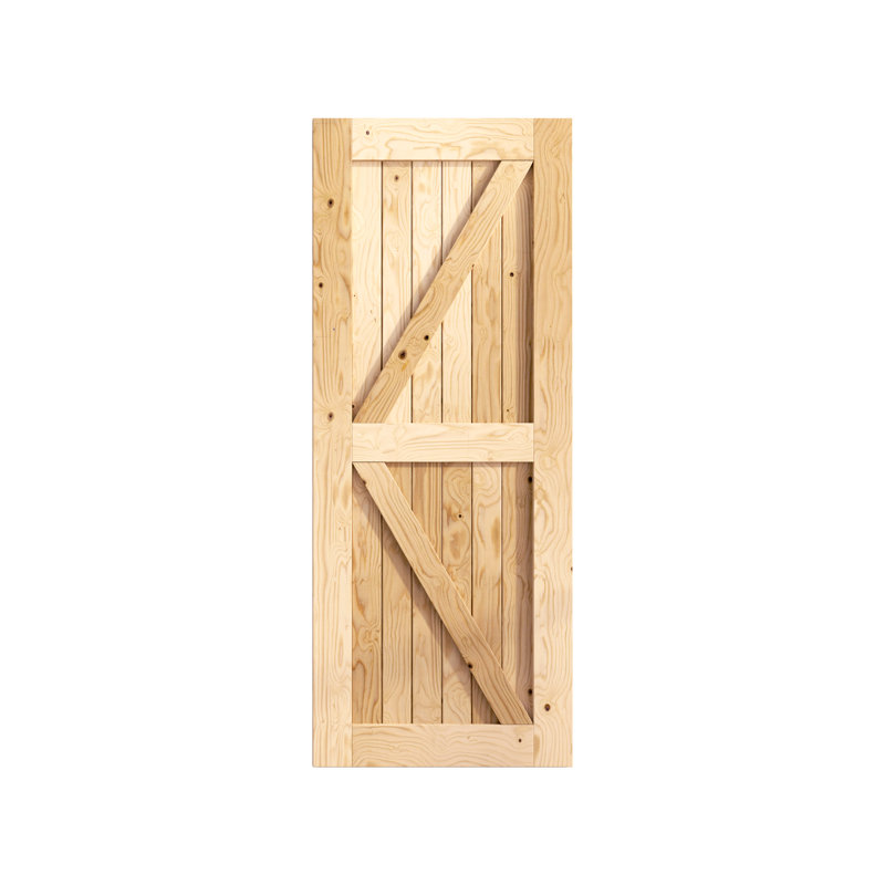 Porte de grange en bois de pin massif 5-en-1 de conception non finie / non assemblée seulement, 20 po x 84 po